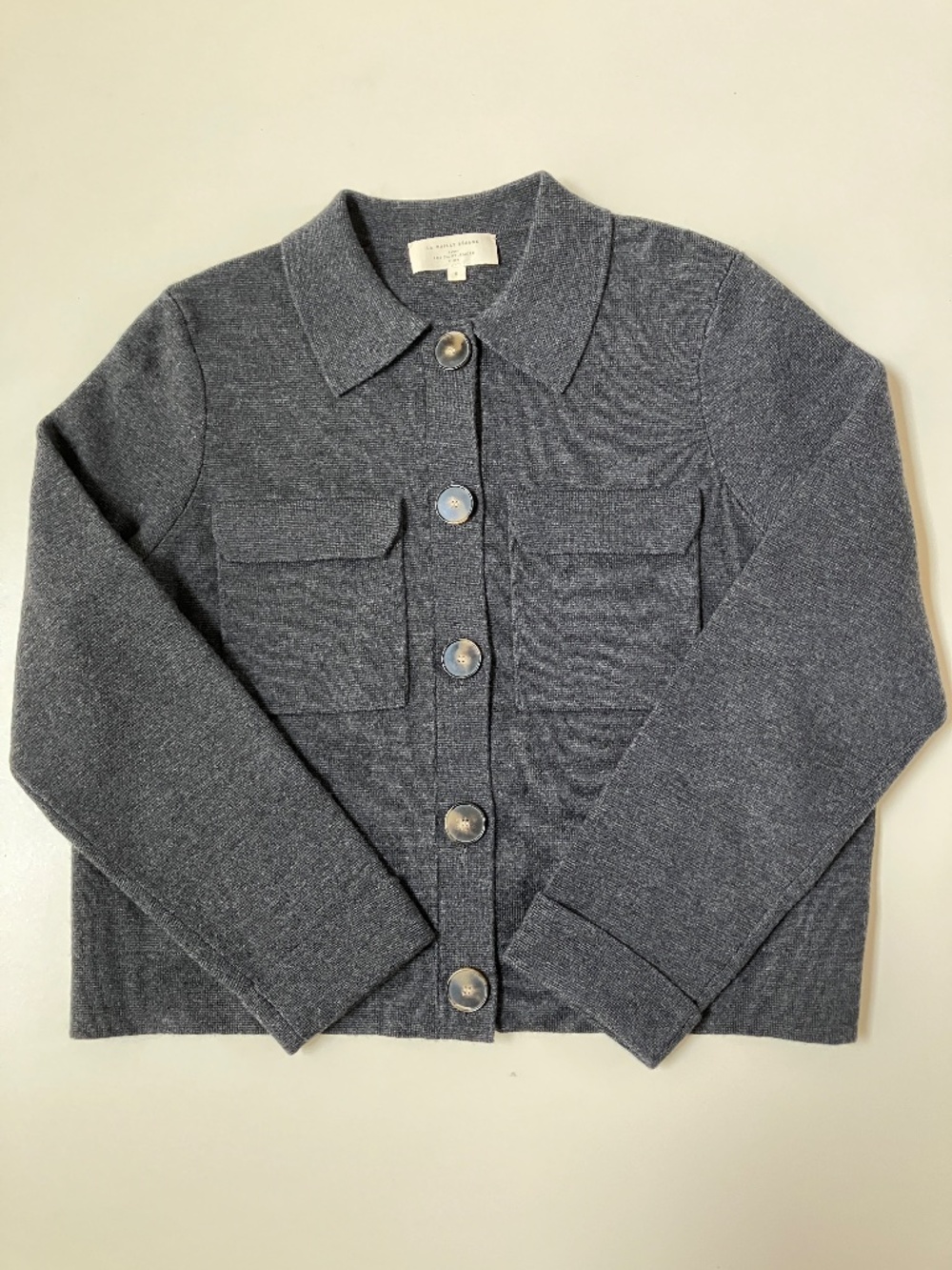 La Maille Sezane Betty Cardigan Sweater in Gray Merino Wool Women's Size Small - Picture 7 of 7